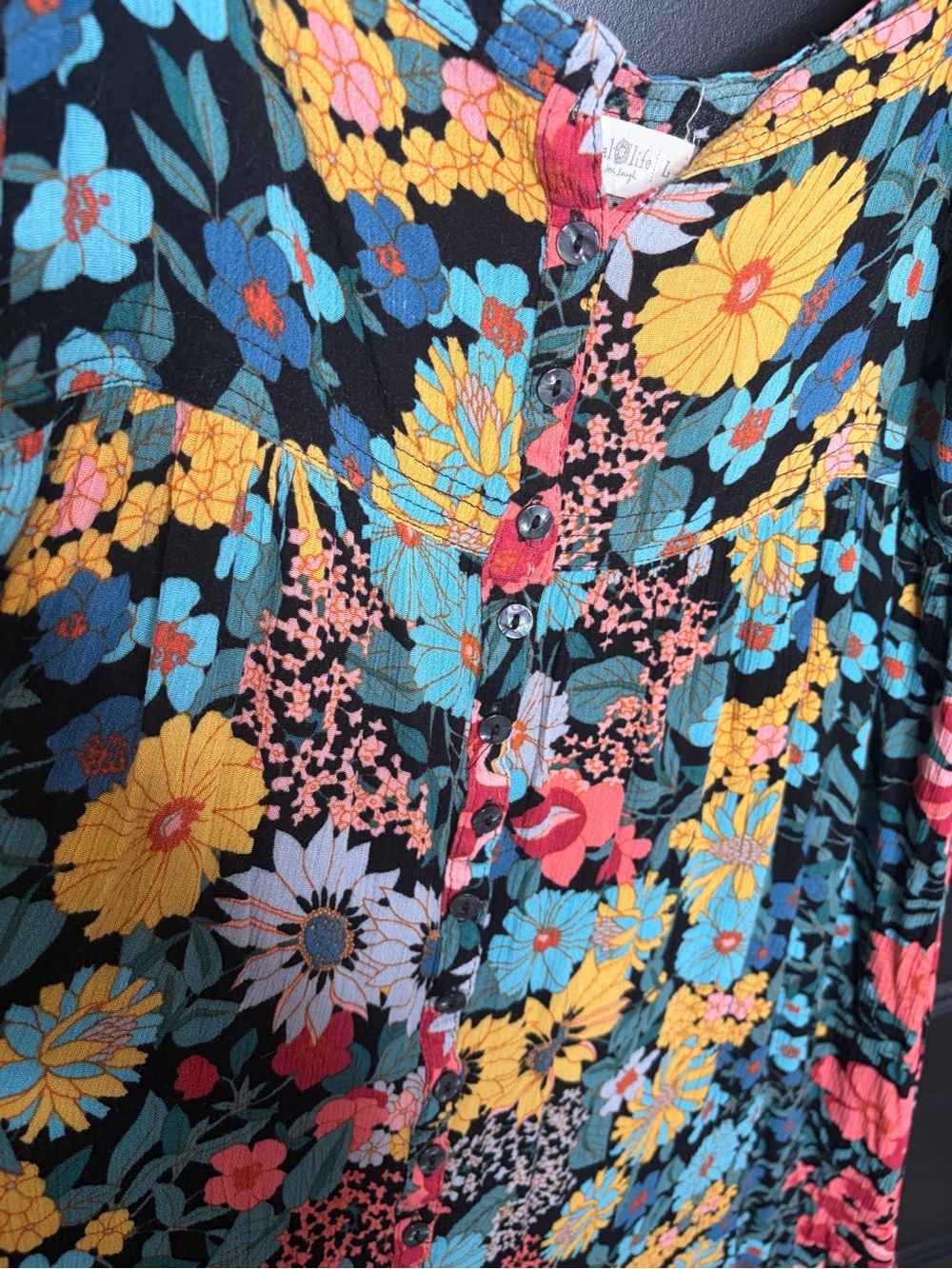Natural Life Sidney Floral Rayon Button Front Maxi Dress - Picture 4 of 6